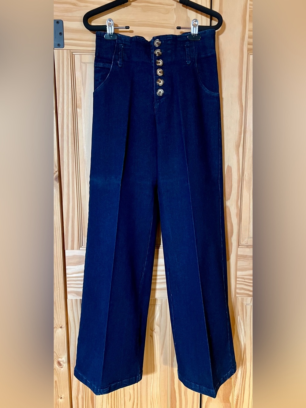 Jade by Jane High-Waist Dark Blue Wide-Leg Trousers